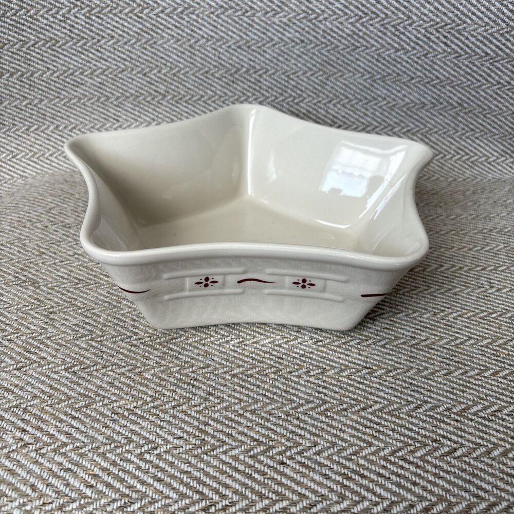 Longaberger Pottery RED Woven Traditions Large Star Dish Heritage Red‎ 9"